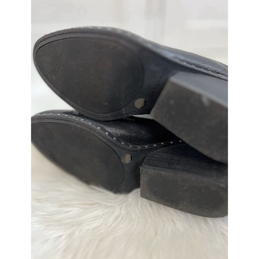 Lucky Brand Zorlina Black Pebbled Leather Wedge Heel Studded Mules Size 9.5M - Picture 10 of 10